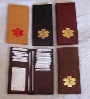 Medical Alert Checkbook wallets, 4 colors shown